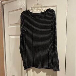 The Limited Charcoal and silver Striped Tee